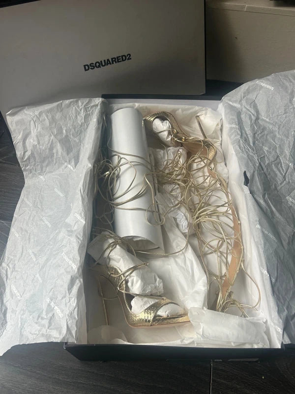 Dsquared2 Riri Gold lace up sandals Size -Eu 38