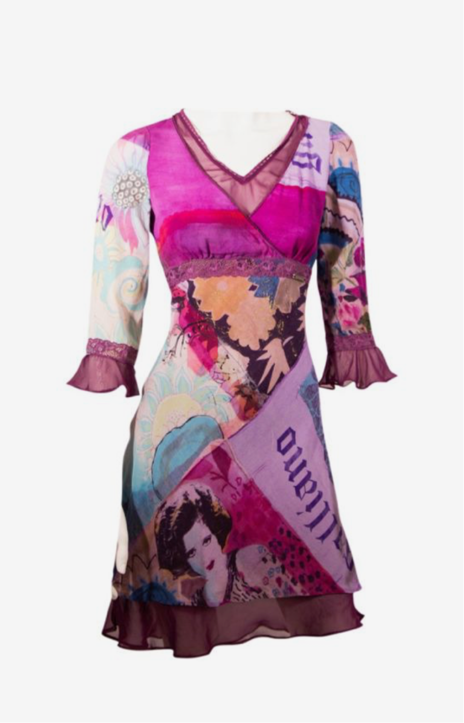 John Galliano Flower Print Mini Dress