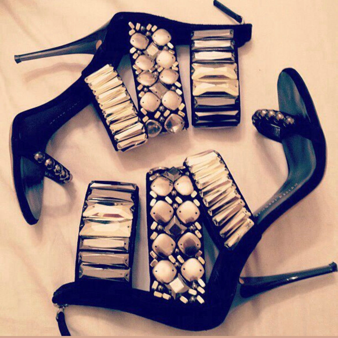 Giuseppe Zanotti Black Embellished Suede ankle strap open toe - Eu 38