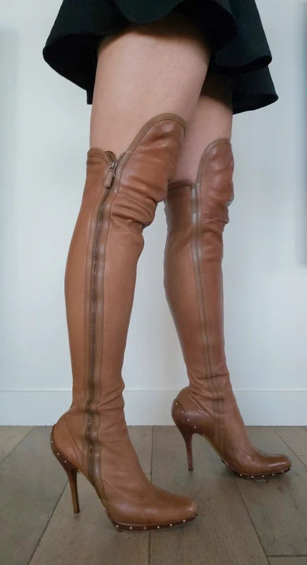 Tom Ford for Gucci Cognac Brown Leather Boots - Eu 38