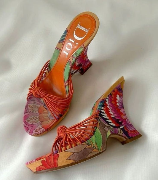 2004 Dior Floral Print Wedges