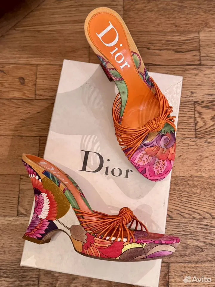 2004 Dior Floral Print Wedges