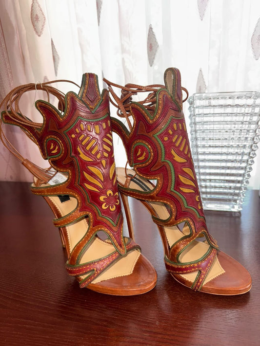 Dsquared2 Rodeo Girl leather high heel sandals