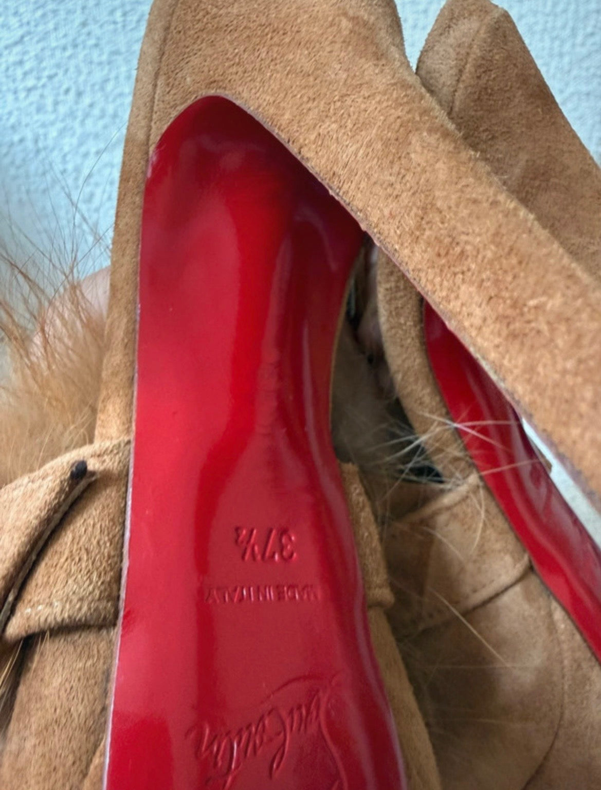 Christian Louboutin Suede Fox Fur Splash Pumps