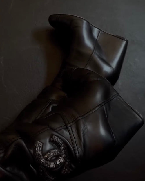 Chanel Leather CC Wedge Boot