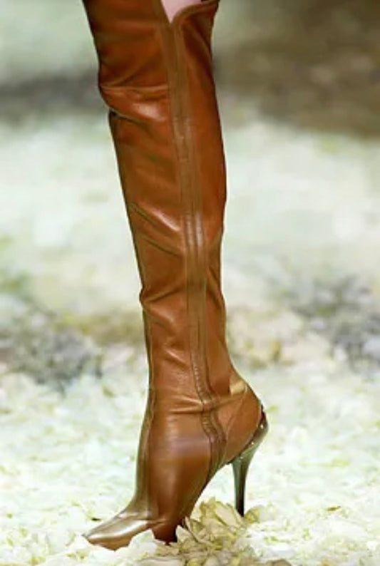 Tom Ford for Gucci Cognac Brown Leather Boots - Eu 38