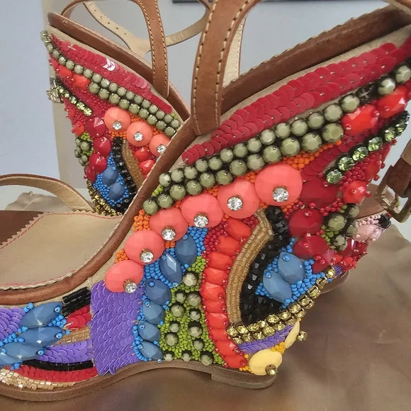 Dsquared2 Embelished leather Wedges Eu- 38.5