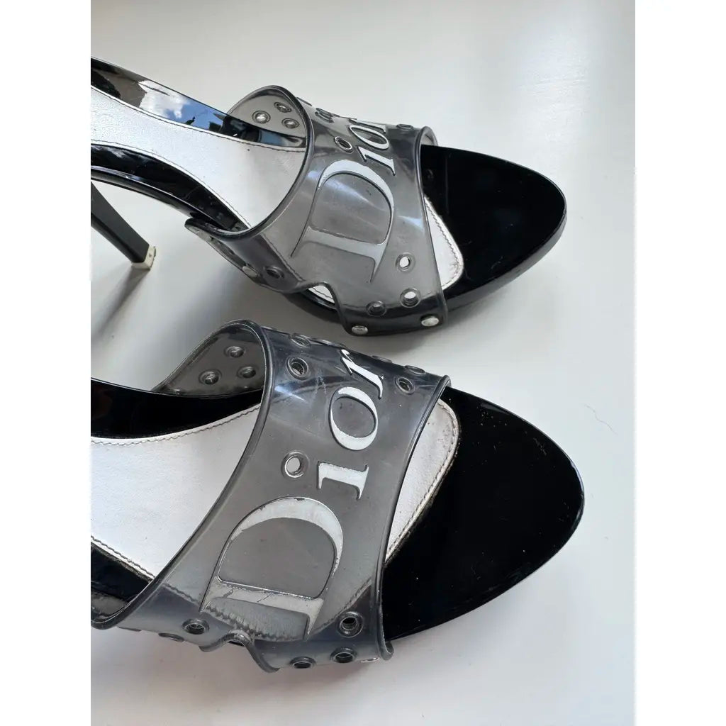 Christian Dior studded logo jelly platform heels