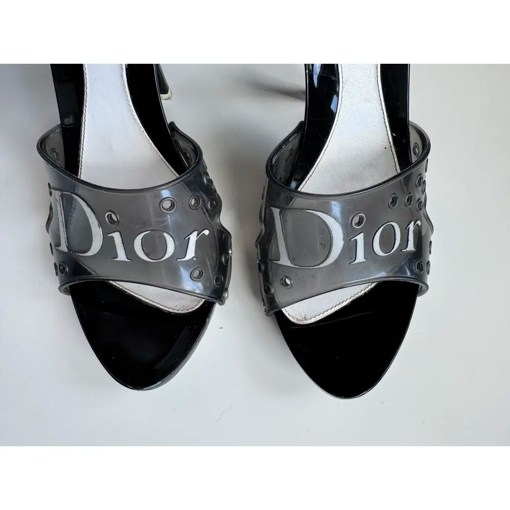 Christian Dior studded logo jelly platform heels