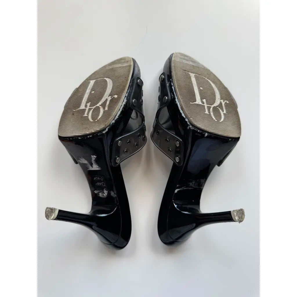 Christian Dior studded logo jelly platform heels